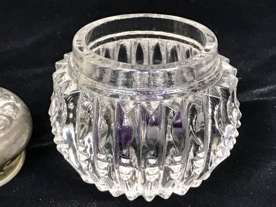 Glass Trinket Box With Repoussé Sterling Silver Lid [Photo 11]