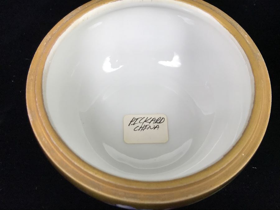 Hand Painted French Dresser Jar With Violets And Pickard China Lidded Trinket Box [Photo 16]