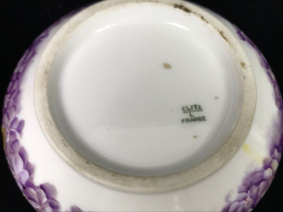 Hand Painted French Dresser Jar With Violets And Pickard China Lidded Trinket Box [Photo 10]