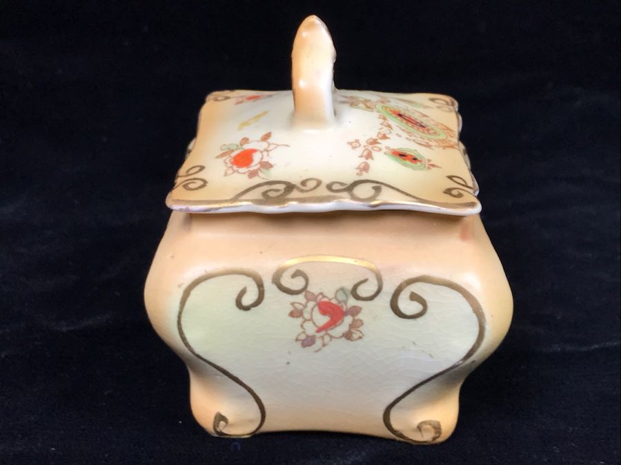 Vintage Round Lidded Trinket Jewelry Box, Limoges France Candlestick And Hand Painted Trinket Box [Photo 19]