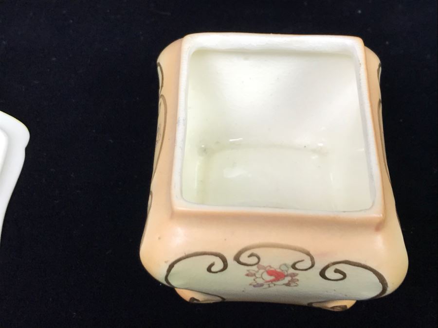 Vintage Round Lidded Trinket Jewelry Box, Limoges France Candlestick And Hand Painted Trinket Box [Photo 20]