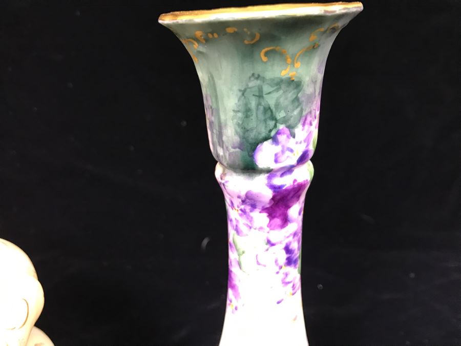 Vintage Round Lidded Trinket Jewelry Box, Limoges France Candlestick And Hand Painted Trinket Box [Photo 8]