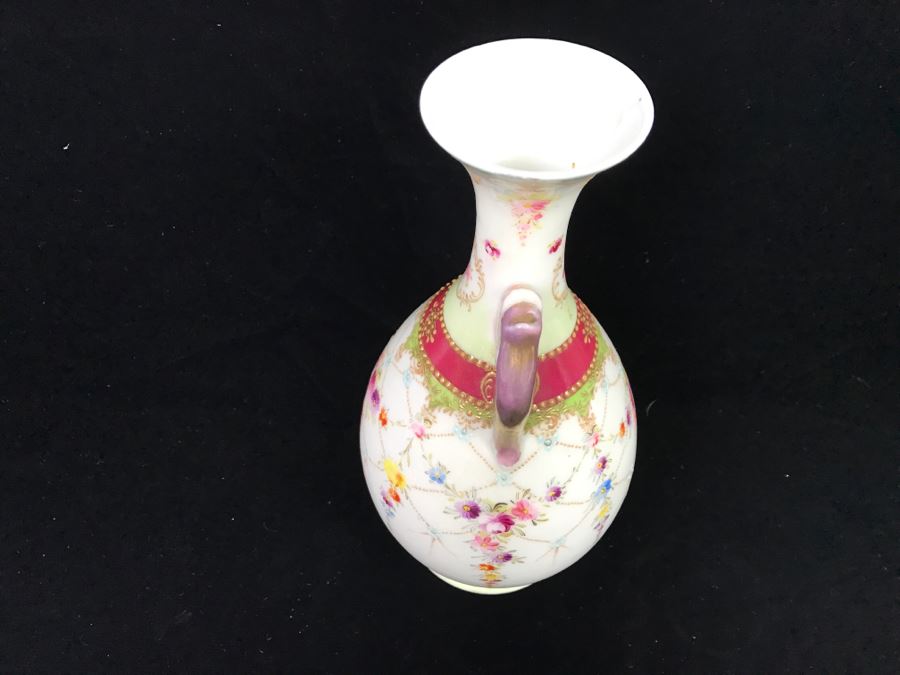 Vintage Signed Asian Hand Painted Double Handled Vase [Photo 9]