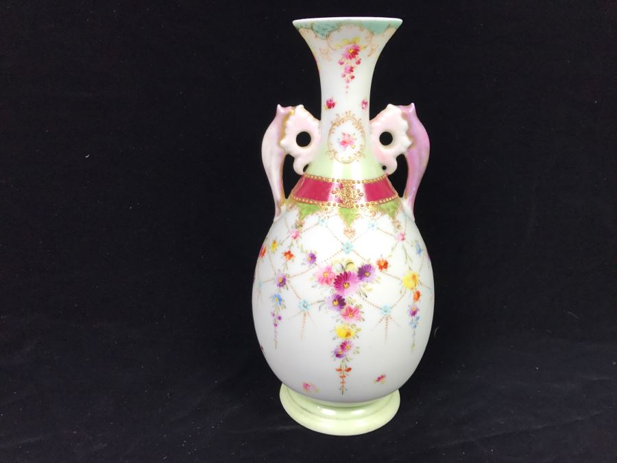 Vintage Signed Asian Hand Painted Double Handled Vase [Photo 10]