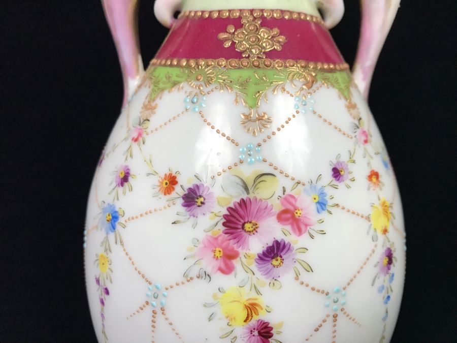 Vintage Signed Asian Hand Painted Double Handled Vase [Photo 6]