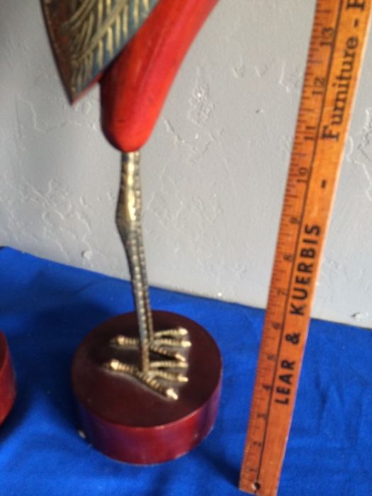 Pair of Large Wooden and Brass Ornamental Birds [Photo 8]