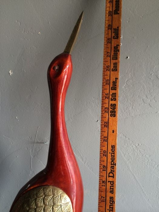 Pair of Large Wooden and Brass Ornamental Birds [Photo 6]