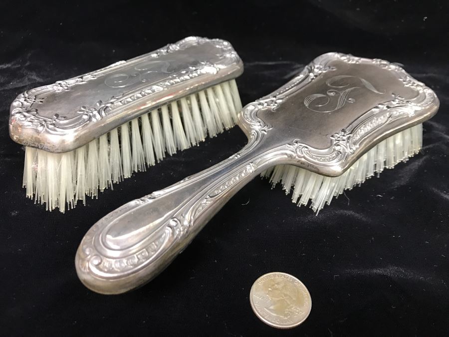 Pair Of Vintage GORHAM Sterling Silver Brushes 242g [Photo 9]