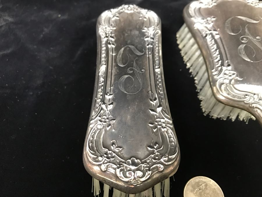 Pair Of Vintage GORHAM Sterling Silver Brushes 242g [Photo 7]