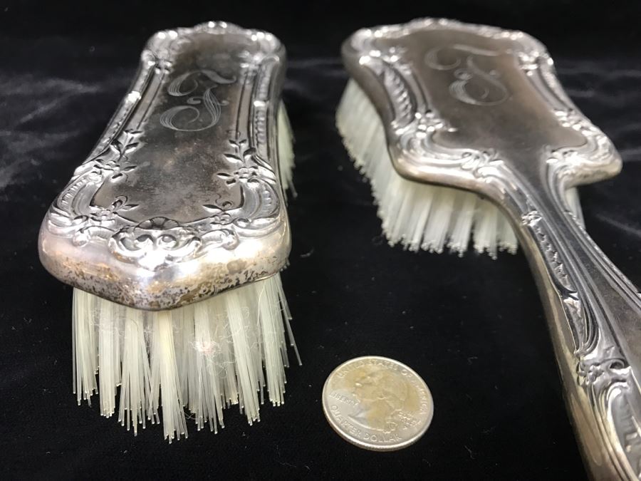 Pair Of Vintage GORHAM Sterling Silver Brushes 242g [Photo 6]