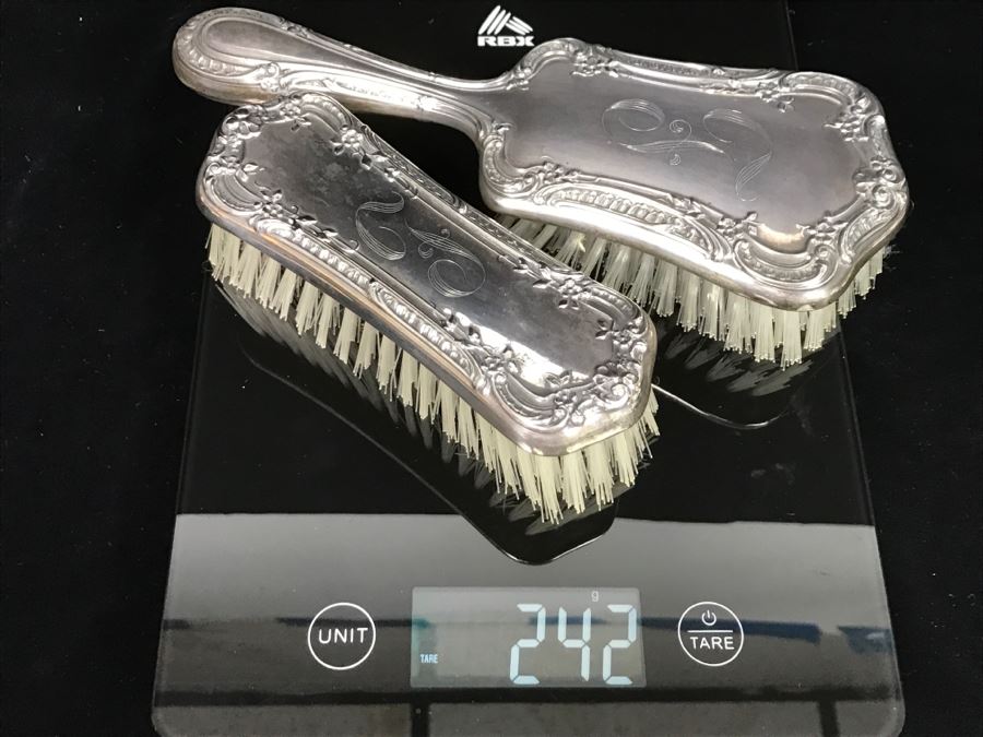 Pair Of Vintage GORHAM Sterling Silver Brushes 242g [Photo 16]