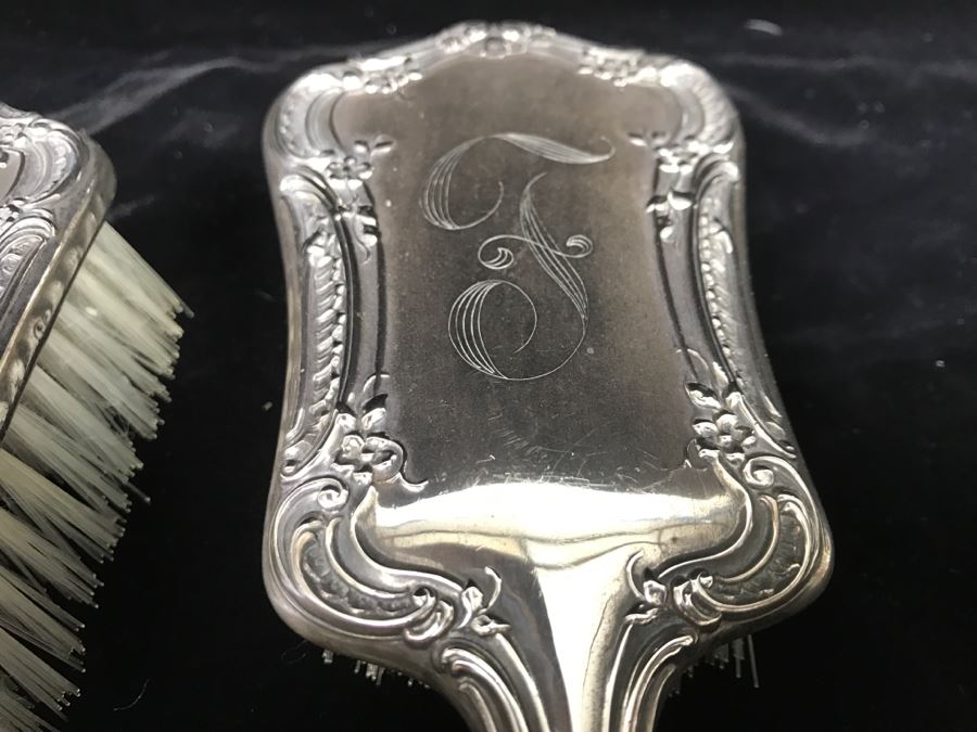 Pair Of Vintage GORHAM Sterling Silver Brushes 242g [Photo 8]