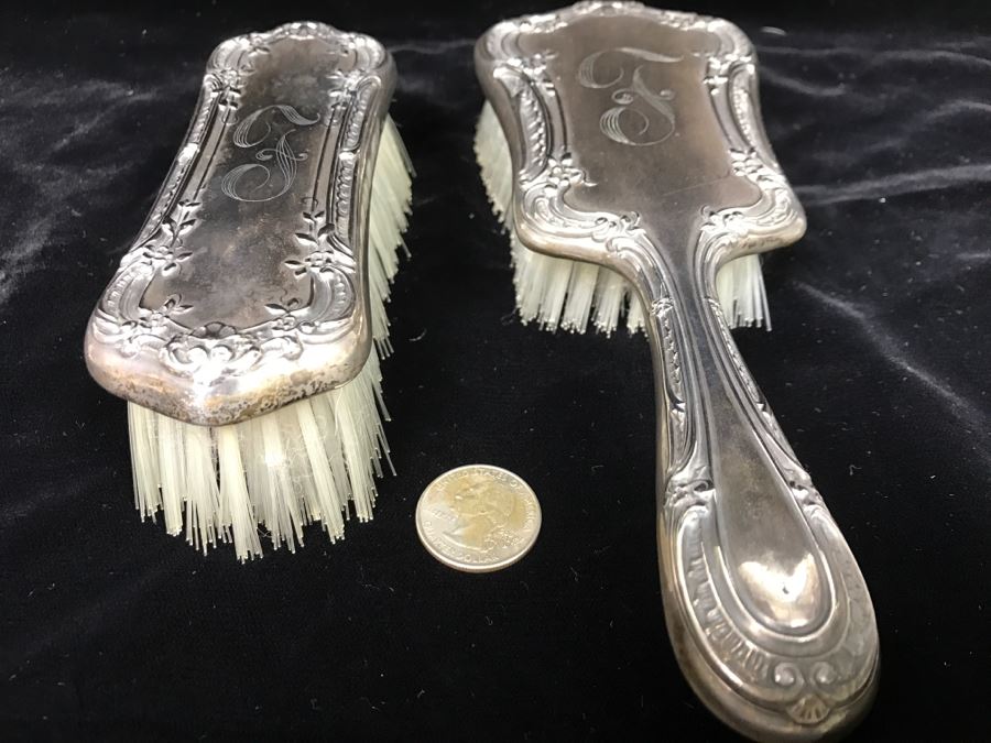 Pair Of Vintage GORHAM Sterling Silver Brushes 242g [Photo 4]
