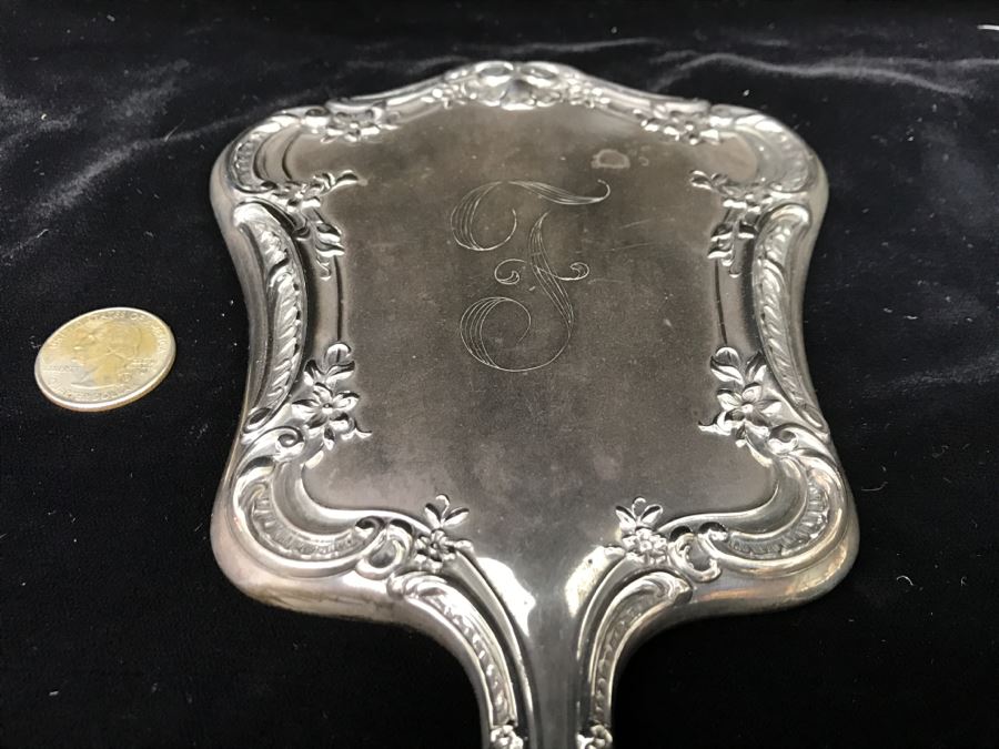 Antique Sterling Silver Vanity Mirror 9.1Oz [Photo 6]
