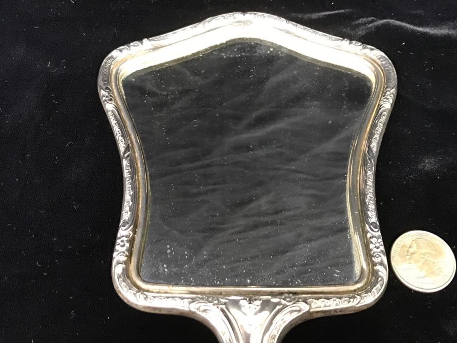 Antique Sterling Silver Vanity Mirror 9.1Oz [Photo 11]