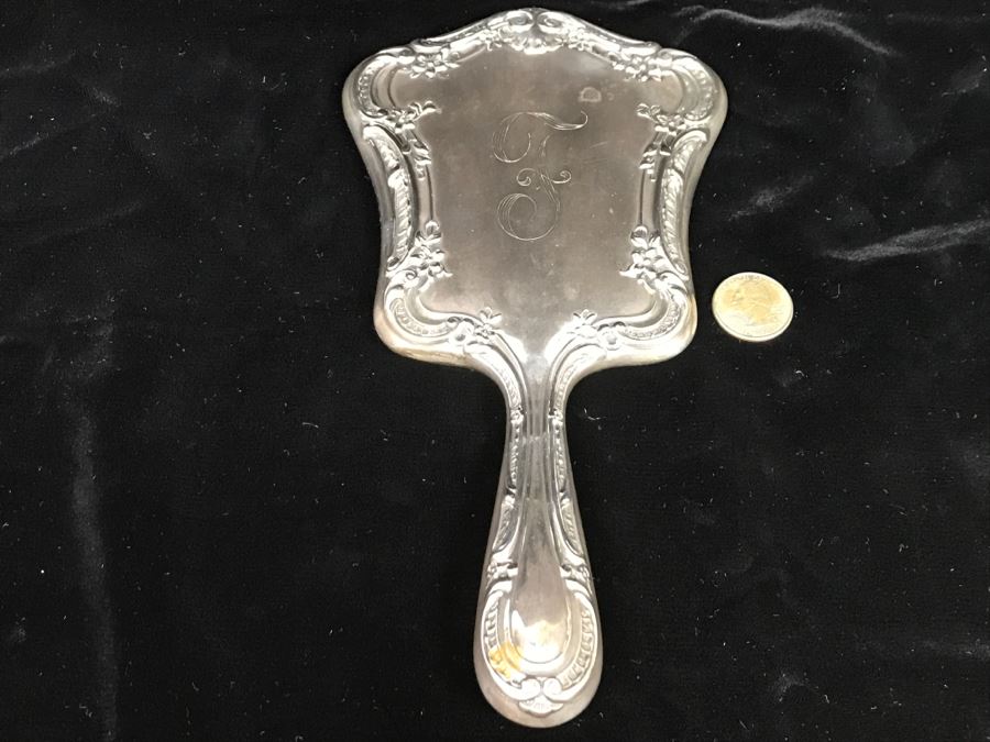 Antique Sterling Silver Vanity Mirror 9.1Oz [Photo 13]