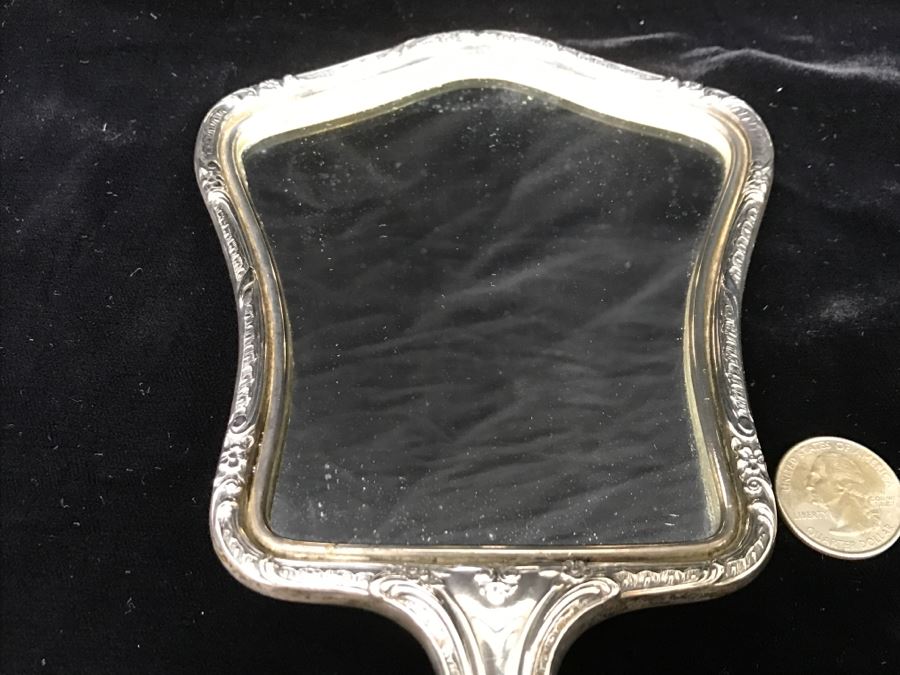 Antique Sterling Silver Vanity Mirror 9.1Oz [Photo 10]