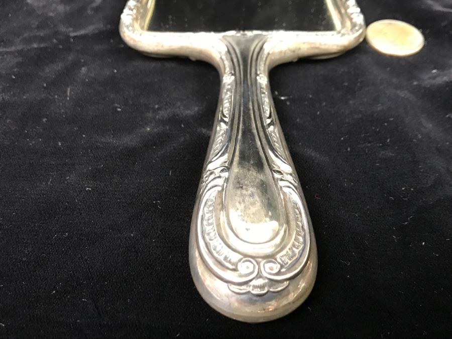 Antique Sterling Silver Vanity Mirror 9.1Oz [Photo 9]