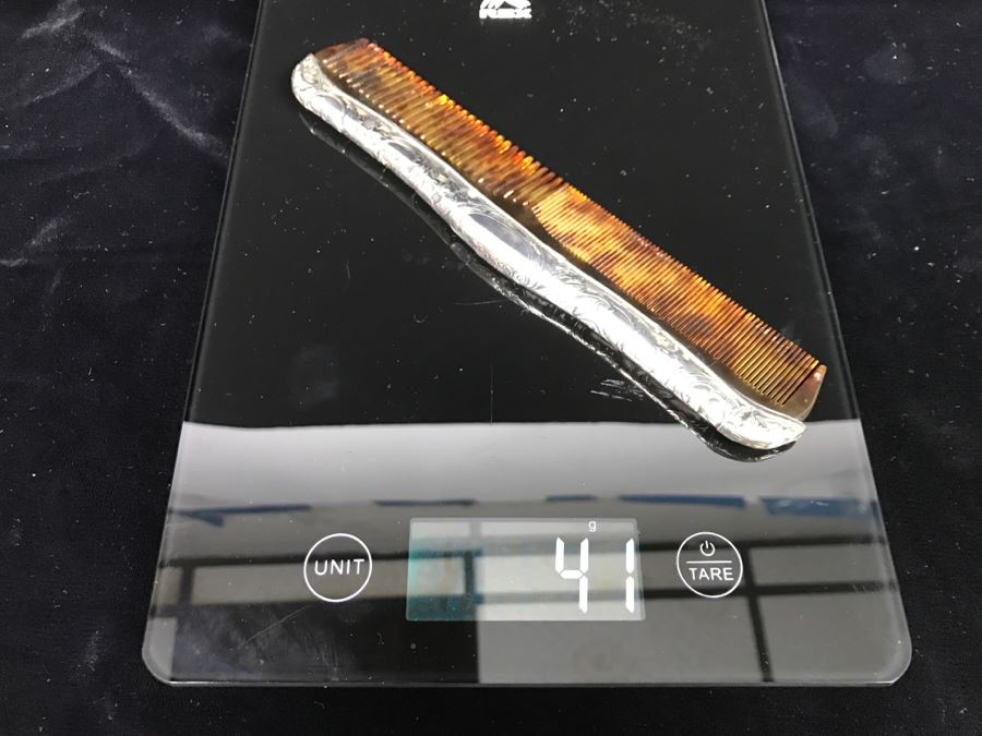 Vintage Comb With Chased Sterling Silver Handle 41g Total Weight [Photo 10]