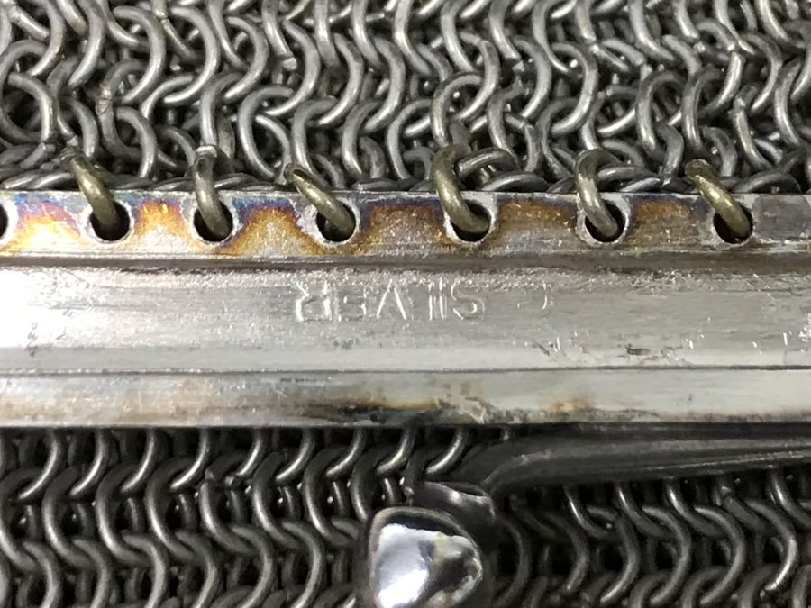 Vintage German Silver Mesh Purse Handbag With Chain [Photo 9]