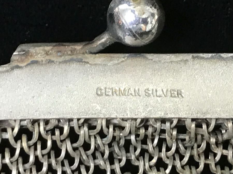Vintage German Silver Mesh Purse Handbag With Chain [Photo 10]