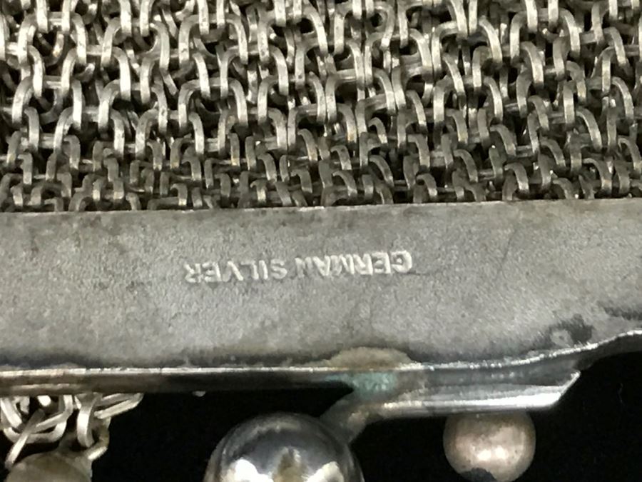 Vintage German Silver Mesh Purse Handbag With Chain [Photo 11]