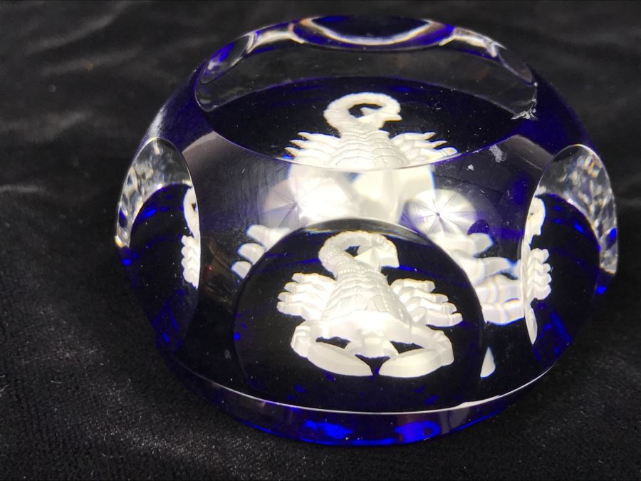 Baccarat France Scorpion Paperweight Glass Chip On Top See Photos [Photo 4]