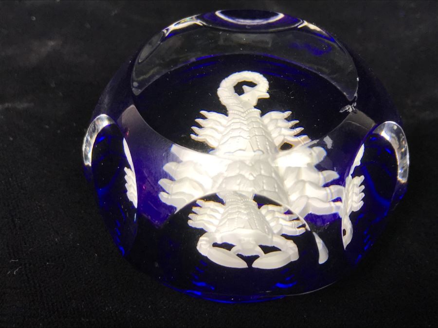 Baccarat France Scorpion Paperweight Glass Chip On Top See Photos [Photo 3]
