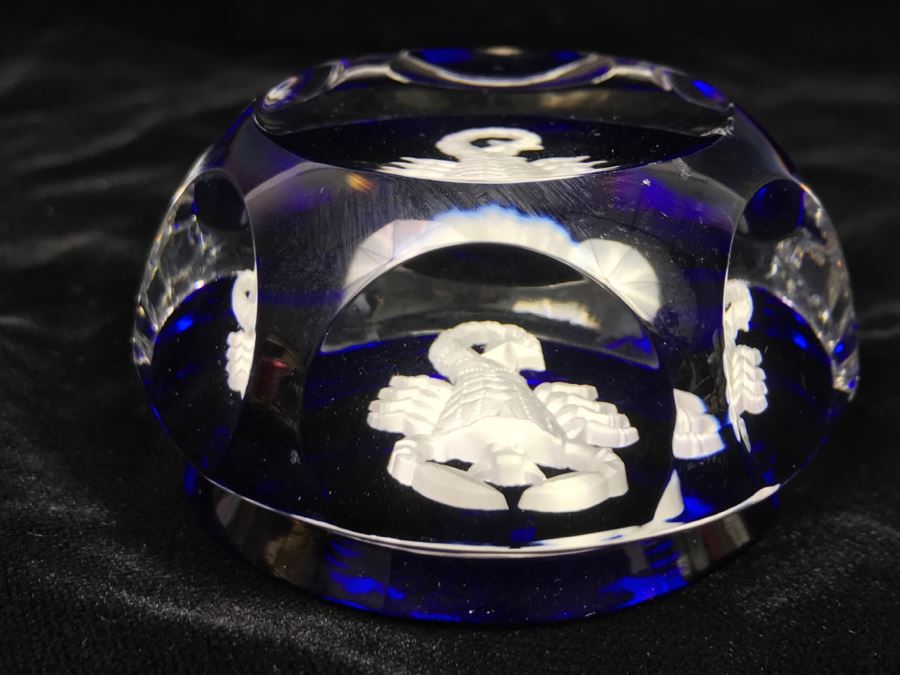 Baccarat France Scorpion Paperweight Glass Chip On Top See Photos