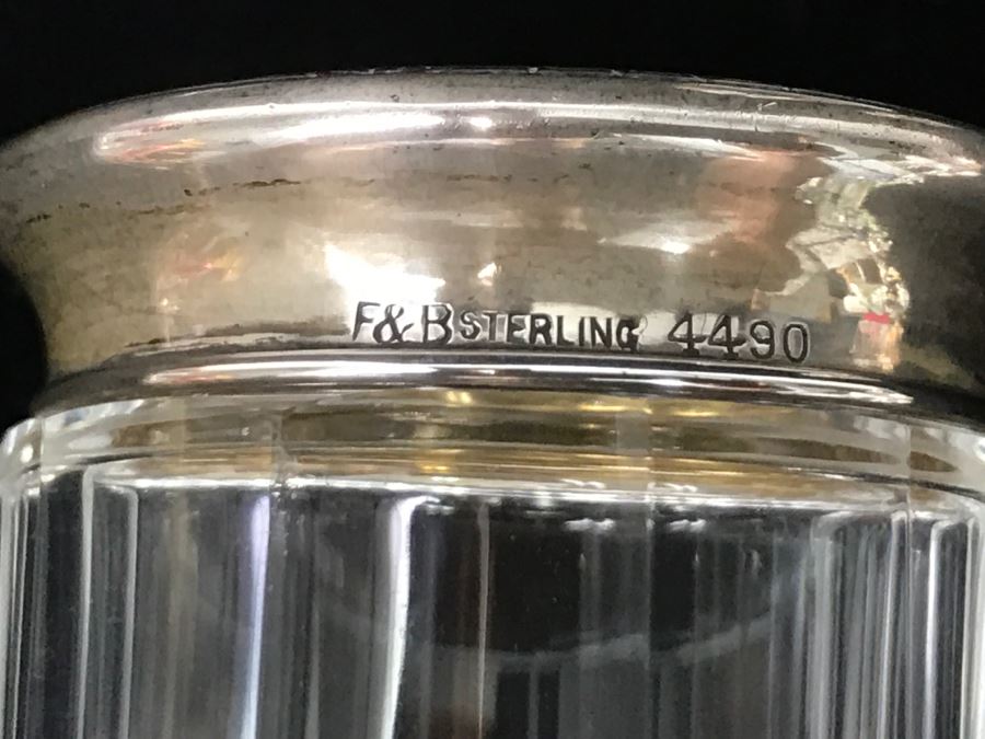 Set Of (3) Glass Bottles With Sterling Silver Lids [Photo 9]