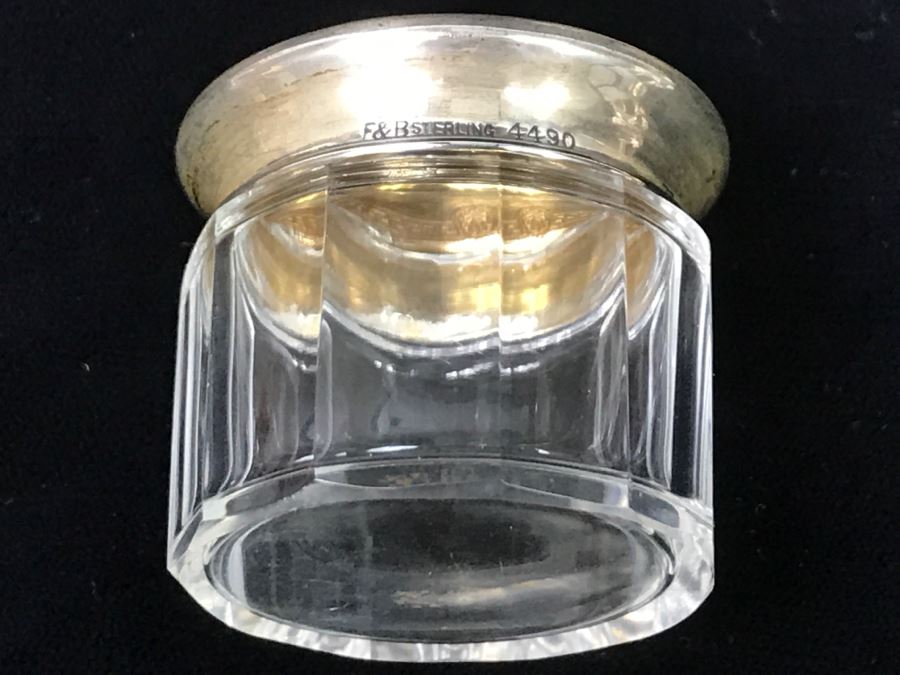 Set Of (3) Glass Bottles With Sterling Silver Lids [Photo 10]