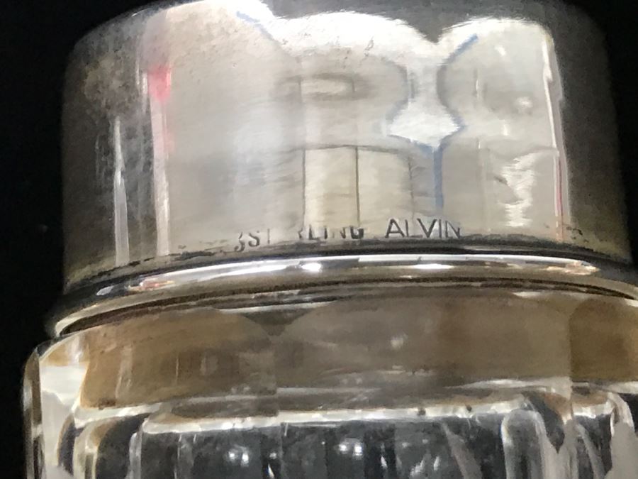 Set Of (3) Glass Bottles With Sterling Silver Lids [Photo 11]