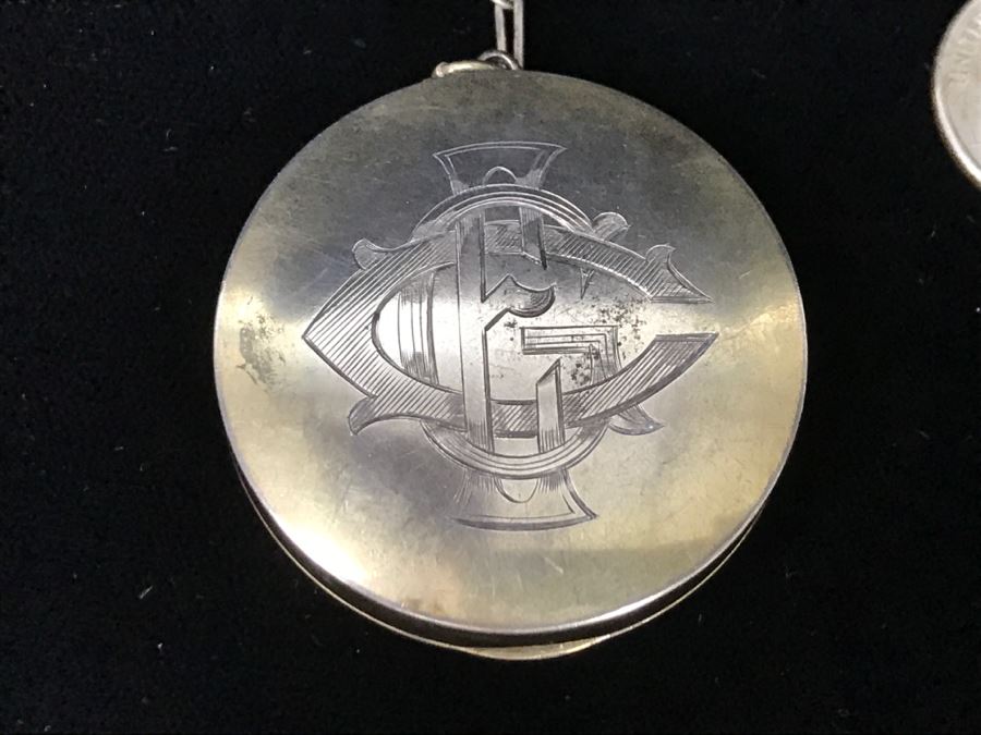 Sterling Silver Elgin Am. Mfg. Co. Pocket Watch Case With Chain 37.7g [Photo 2]