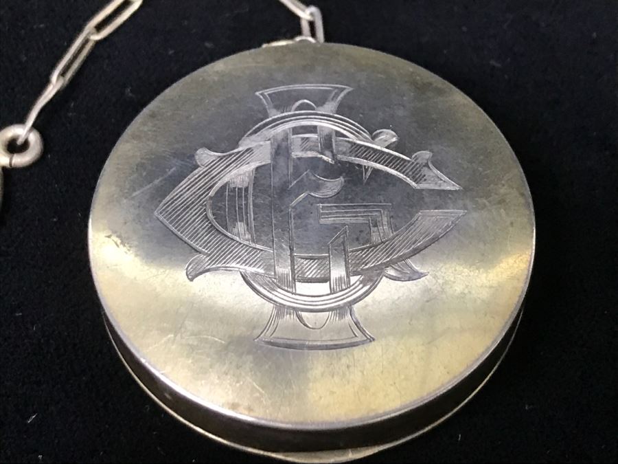 Sterling Silver Elgin Am. Mfg. Co. Pocket Watch Case With Chain 37.7g [Photo 8]