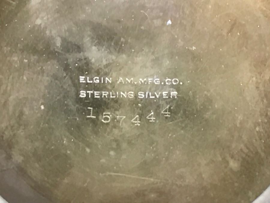 Sterling Silver Elgin Am. Mfg. Co. Pocket Watch Case With Chain 37.7g [Photo 3]