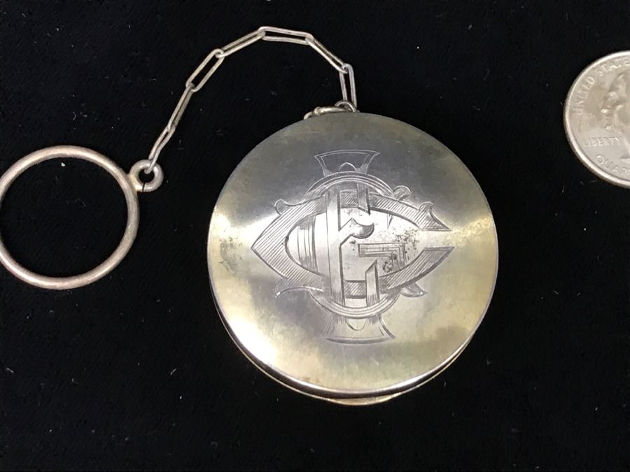 Sterling Silver Elgin Am. Mfg. Co. Pocket Watch Case With Chain 37.7g [Photo 7]