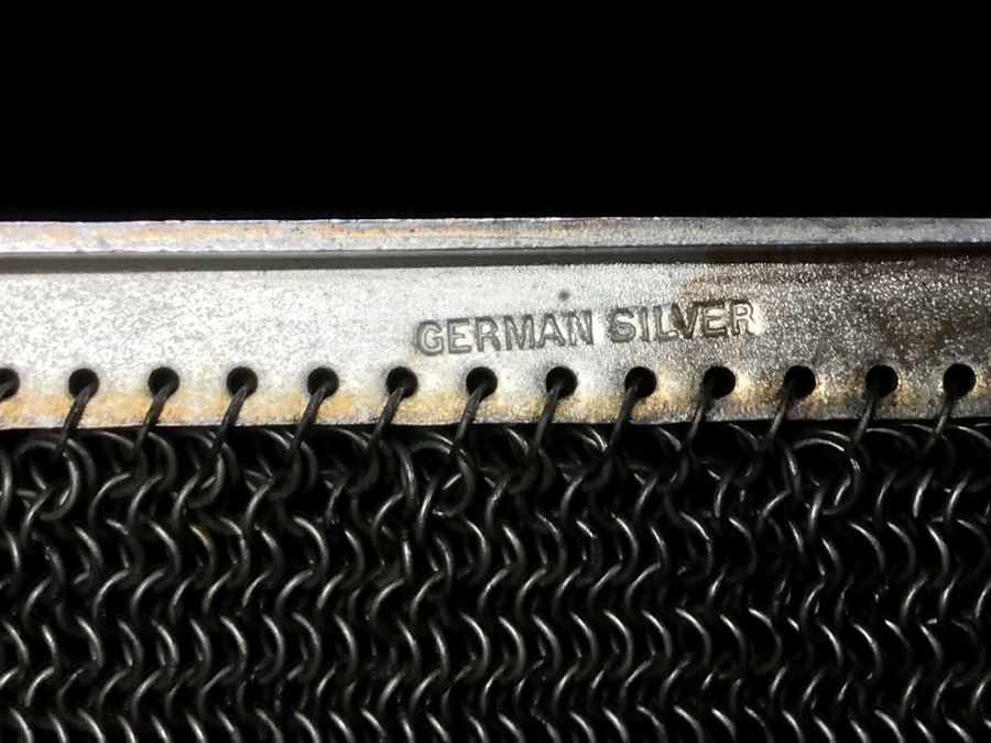 Vintage German Silver Mesh Purse Handbag With Chain [Photo 9]
