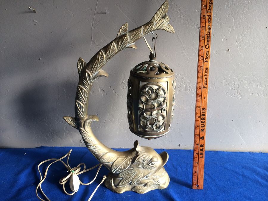 Very Cool Japanese Brass Lamp [Photo 1]