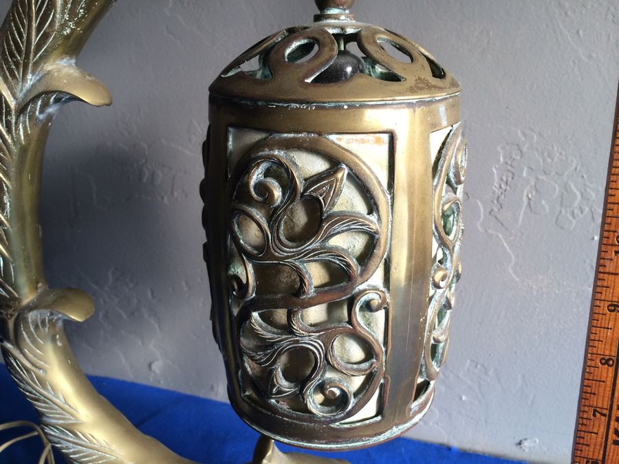 Very Cool Japanese Brass Lamp [Photo 3]