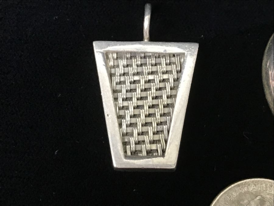 Pair Of Sterling Silver Pendants One Is Heart Shaped Other Is Signed Lois Hill 37.1g [Photo 3]