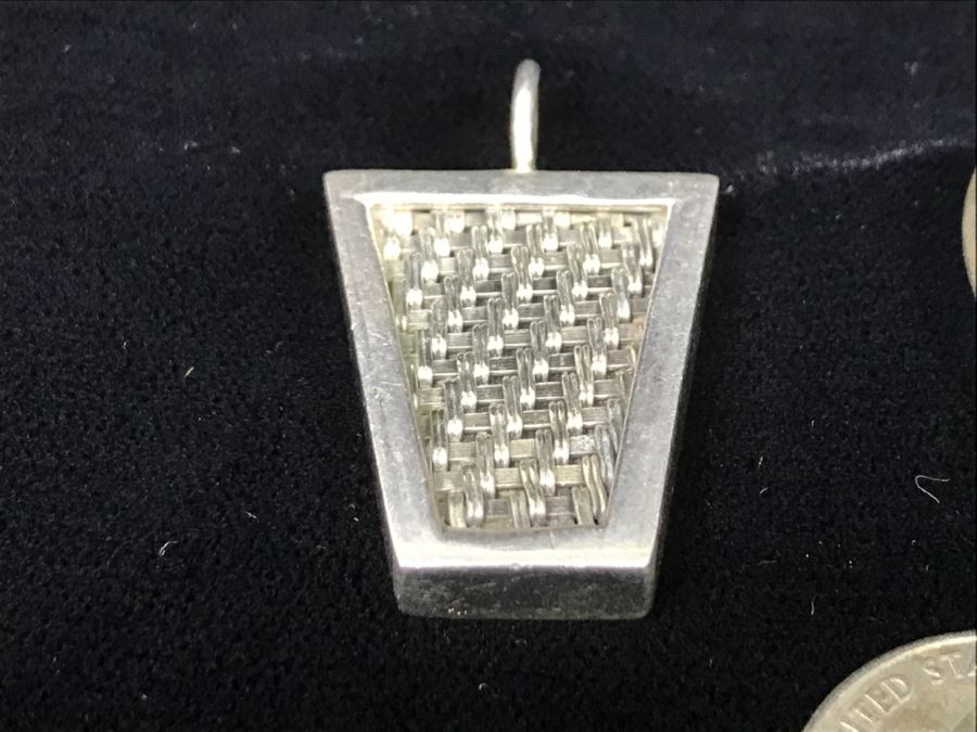 Pair Of Sterling Silver Pendants One Is Heart Shaped Other Is Signed Lois Hill 37.1g [Photo 4]