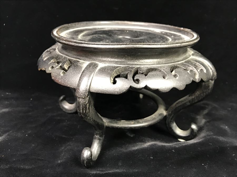 Signed Chinese Vase With Wooden Stand [Photo 17]