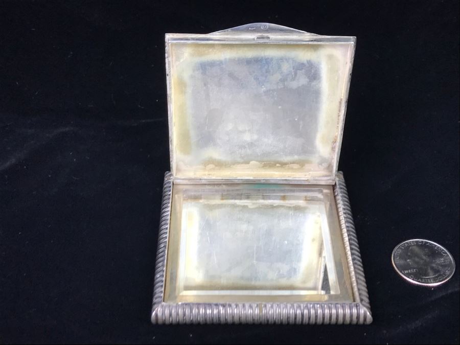 Vintage Chased 800 Silver Compact Case 90.5g [Photo 7]