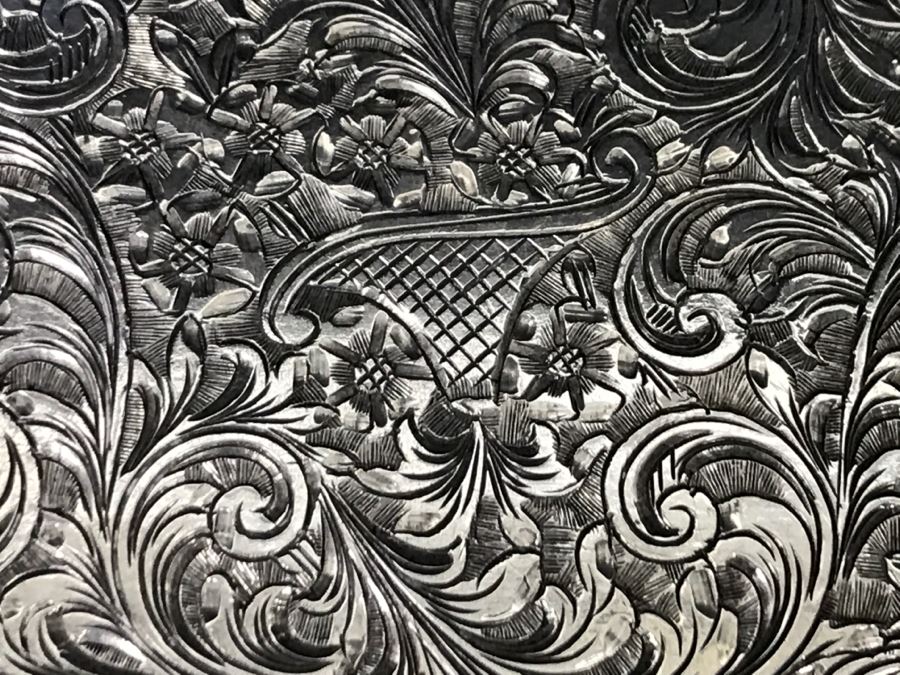 Vintage Chased 800 Silver Compact Case 90.5g [Photo 6]