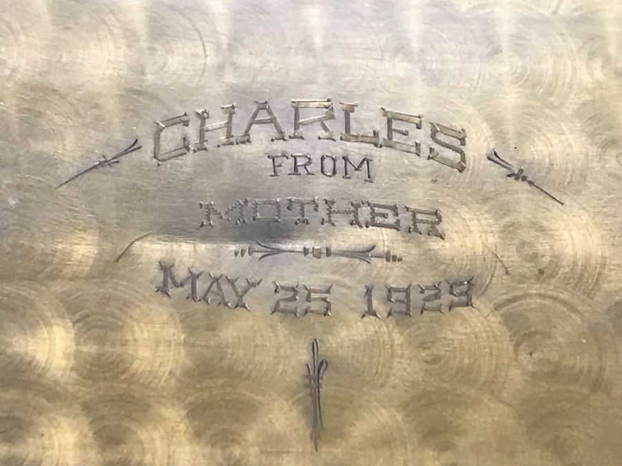 Vintage Sterling Silver Cigarrette Case Holder By Elgin Am. Mfg. Co. Inscribed Inside Charles From Mother May 25, 1929 Weighs 106g [Photo 10]