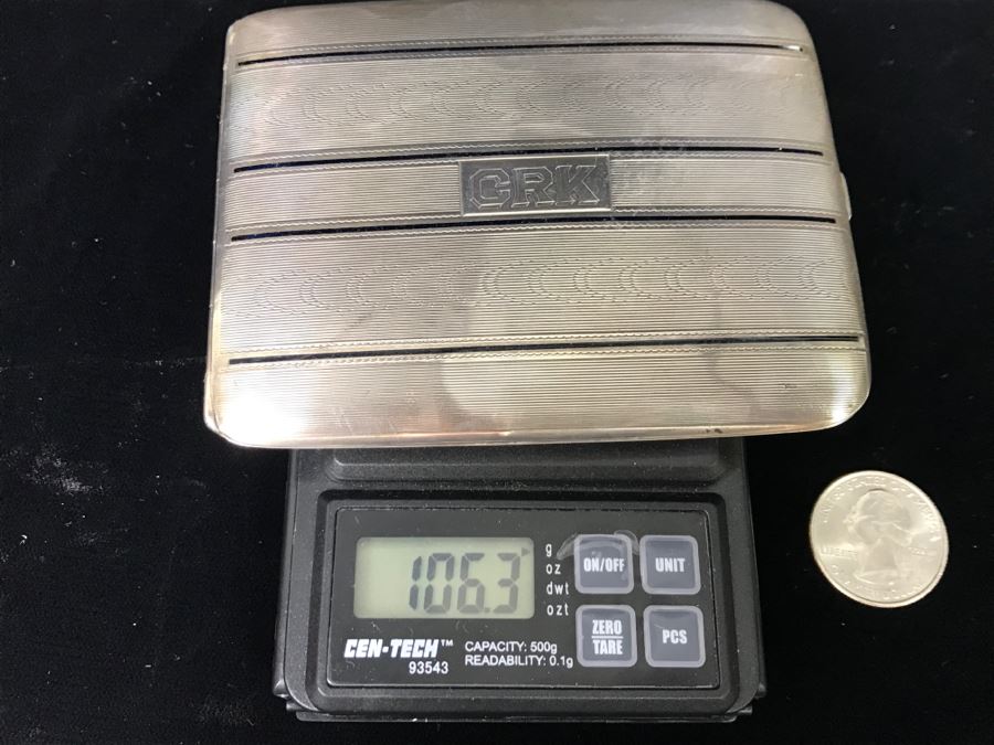 Vintage Sterling Silver Cigarrette Case Holder By Elgin Am. Mfg. Co. Inscribed Inside Charles From Mother May 25, 1929 Weighs 106g [Photo 11]