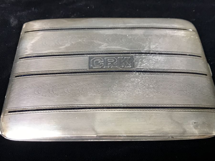 Vintage Sterling Silver Cigarrette Case Holder By Elgin Am. Mfg. Co. Inscribed Inside Charles From Mother May 25, 1929 Weighs 106g [Photo 4]