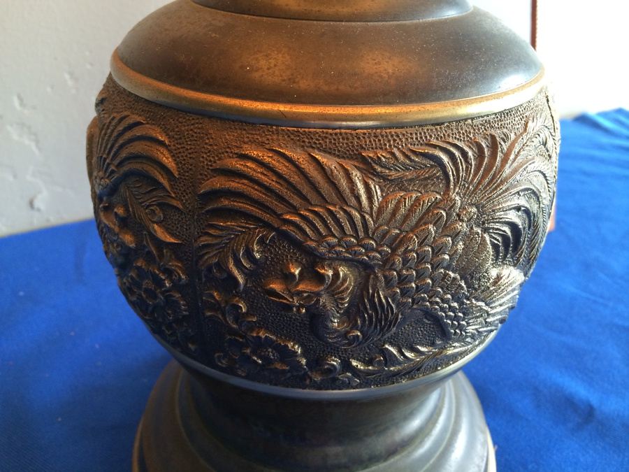 Japanese Brass Bronze Table Lamp [Photo 2]