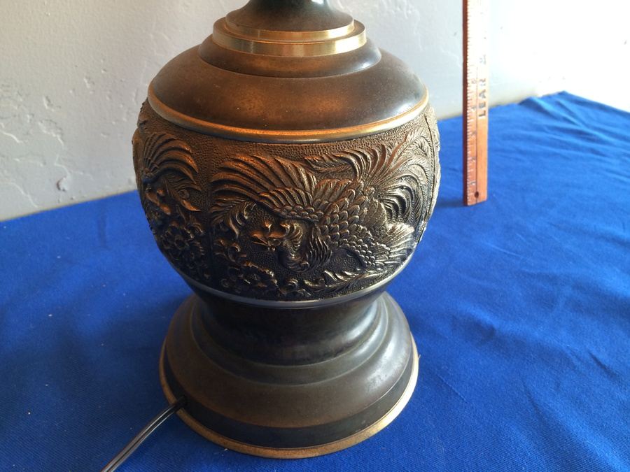Japanese Brass Bronze Table Lamp [Photo 3]