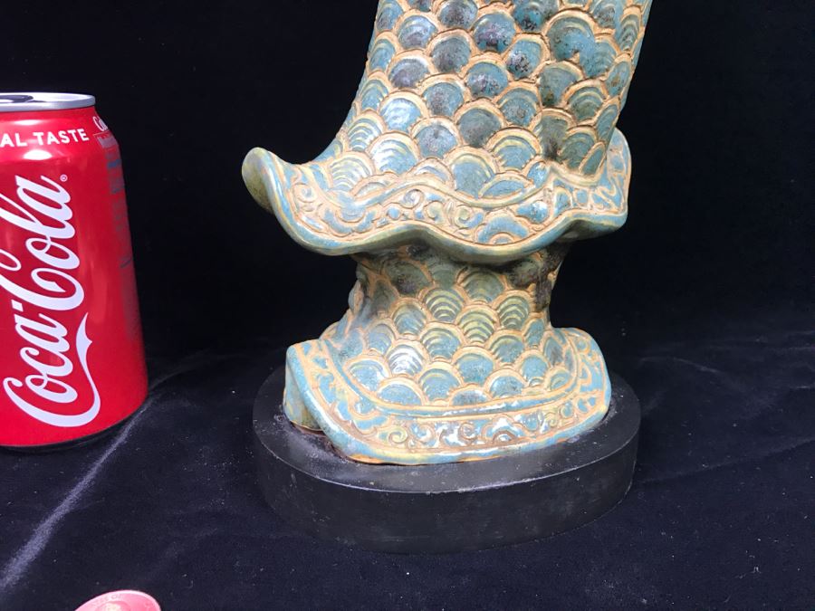 Signed Tall Chinese Figurine On Wooden Base [Photo 17]